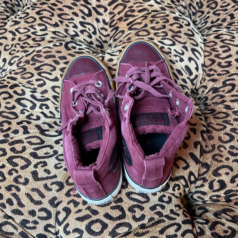 Kids Burgundy High-Top Sneakers
